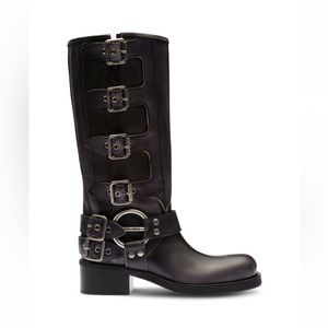 🔥MIU MIU Calfskin Multi Buckle Tall Moto Boots - Fall ‘23. New in Box. Size 8